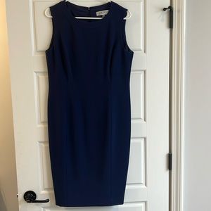 Tailored Princess Seam Sheath Dress - Navy Size 8
